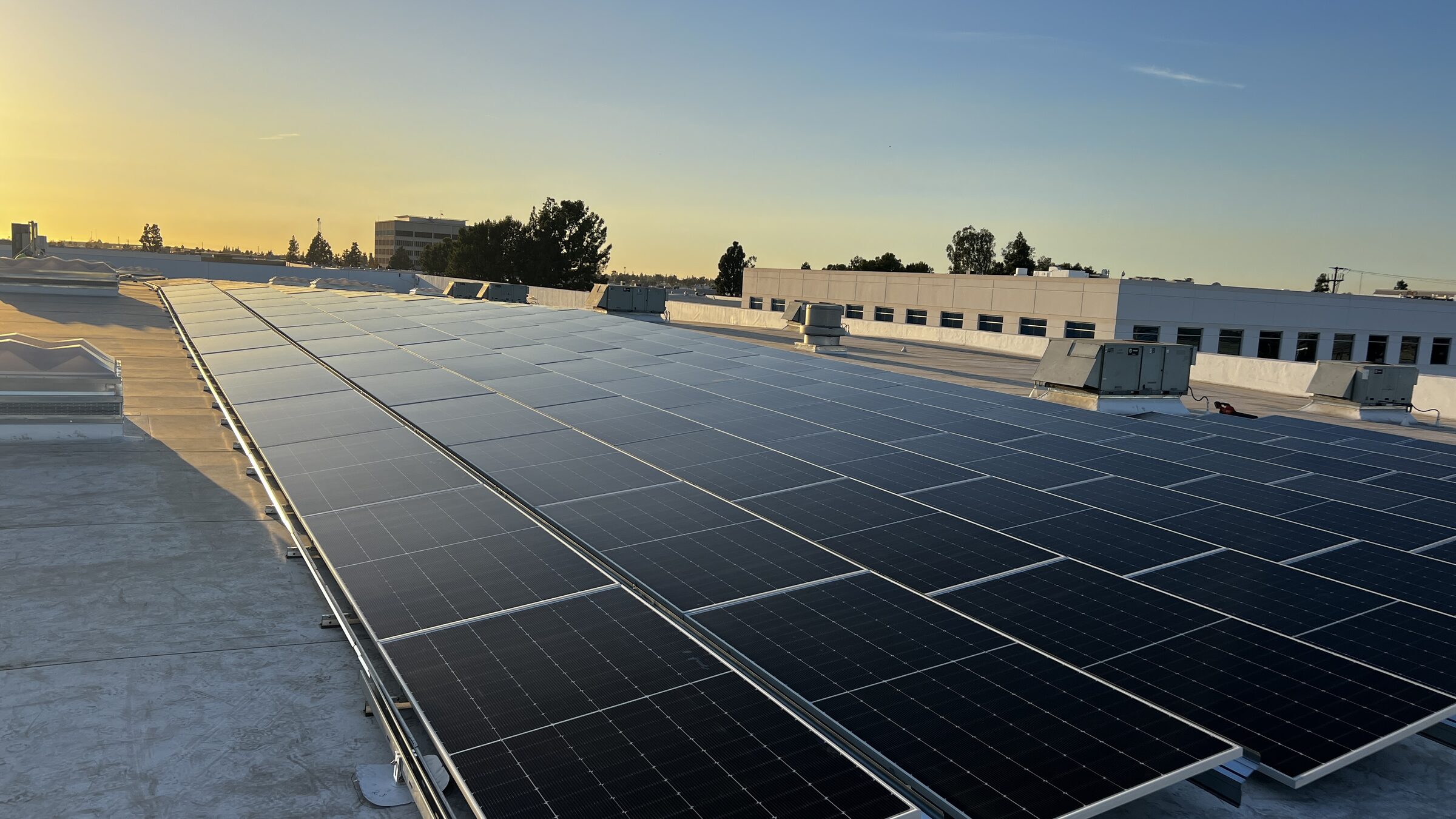 Commercial rooftop solar array installed by PatriotFix in Southern California