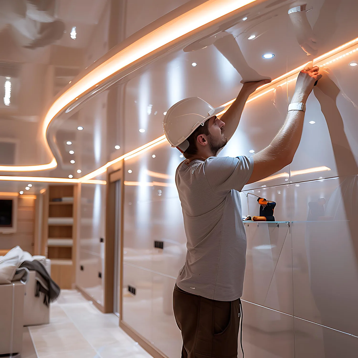 Under cabinet lighting installation for a kitchen remodel